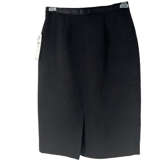 Kasper Skirt Black Pencil Straight Quilted Career Size 4 Satin Trim Metropolitan - Picture 4 of 8